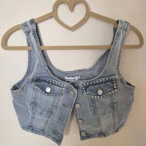 Vanilla Star Light Blue Studded Vest